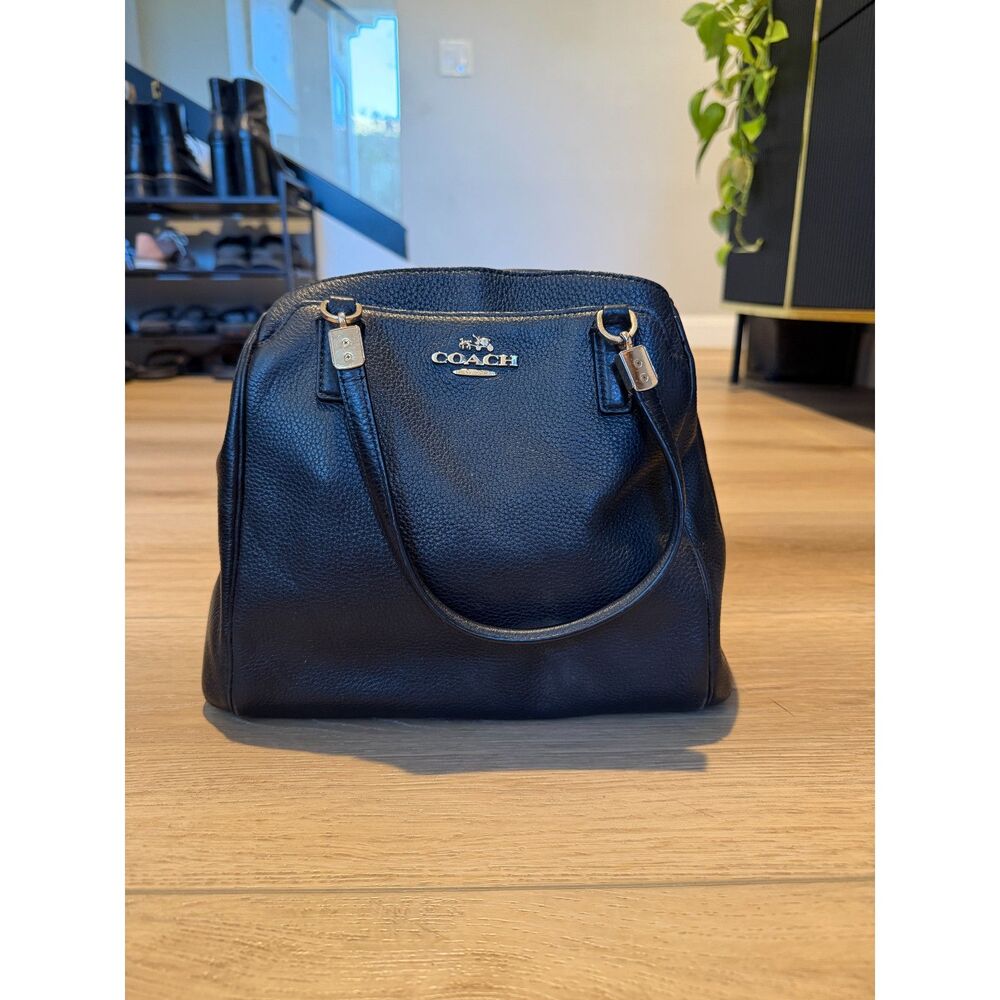 Coach Black Pebbled Leather Minetta Satchel Handbag with Strap